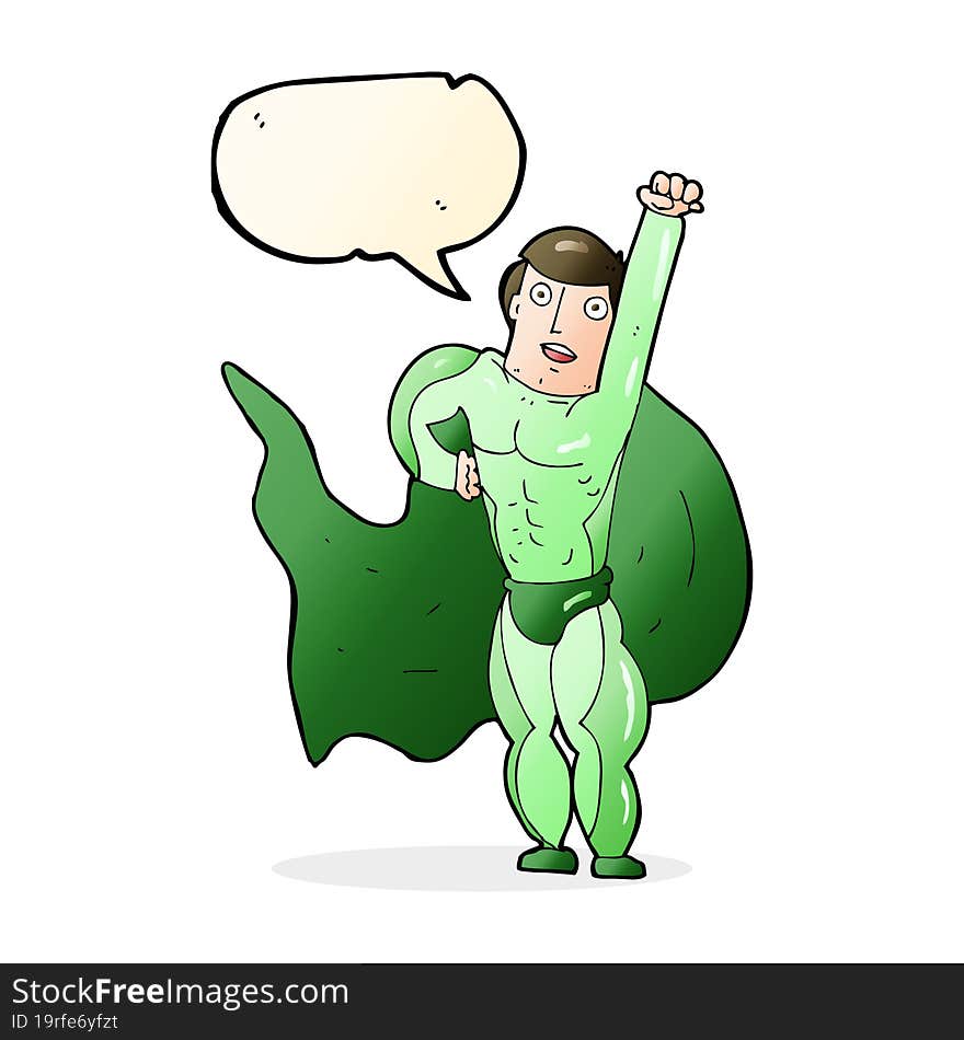 Cartoon Superhero With Speech Bubble