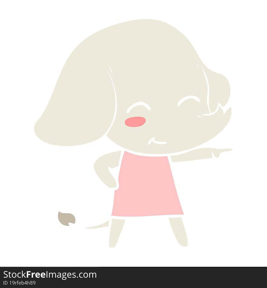 Cute Flat Color Style Cartoon Elephant