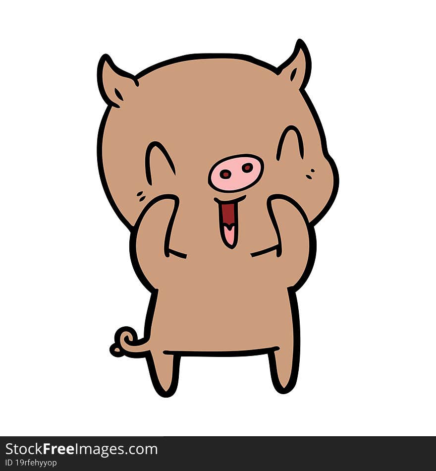 happy cartoon pig. happy cartoon pig