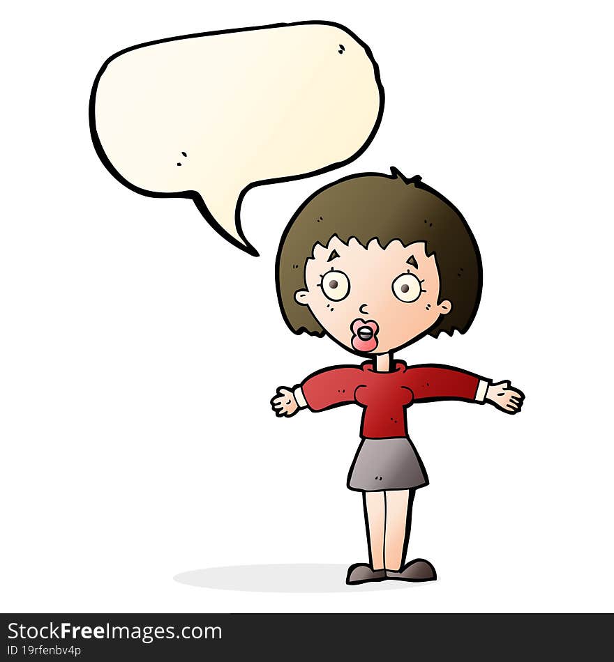 Cartoon Shocked Woman With Speech Bubble