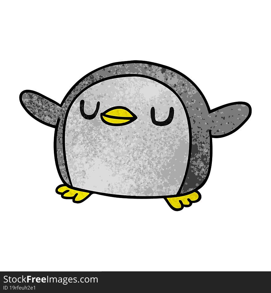 textured cartoon kawaii of a cute penguin