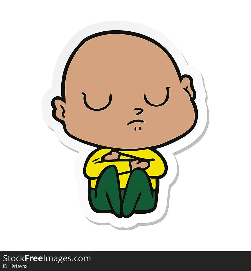 sticker of a cartoon bald man