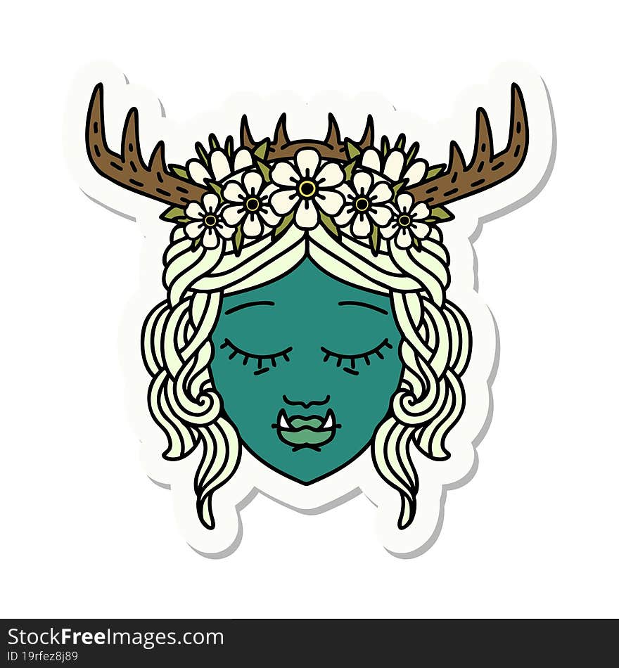 sticker of a orc druid character face. sticker of a orc druid character face