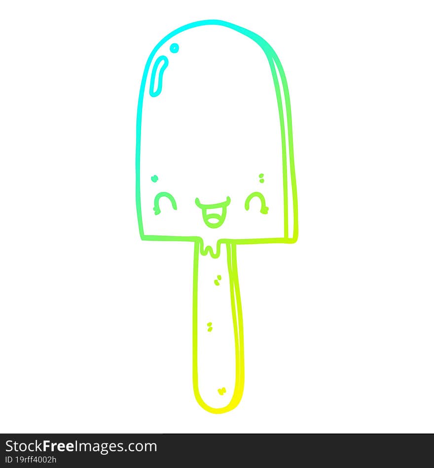 cold gradient line drawing cartoon ice lolly