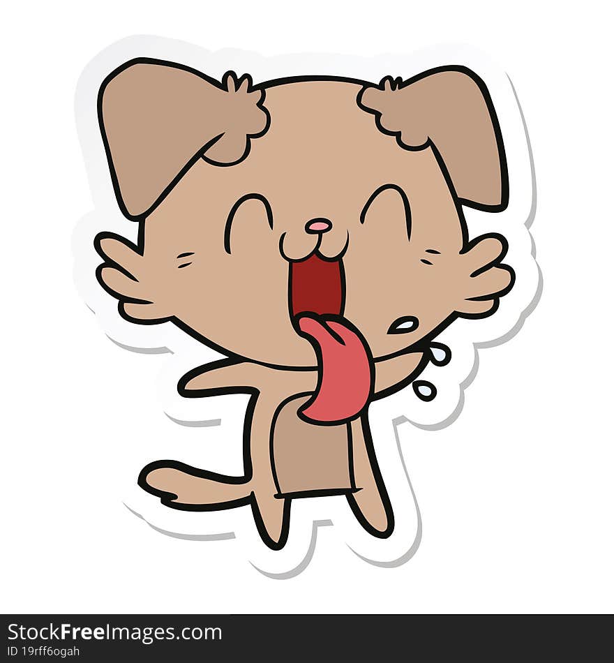 Sticker Of A Cartoon Panting Dog