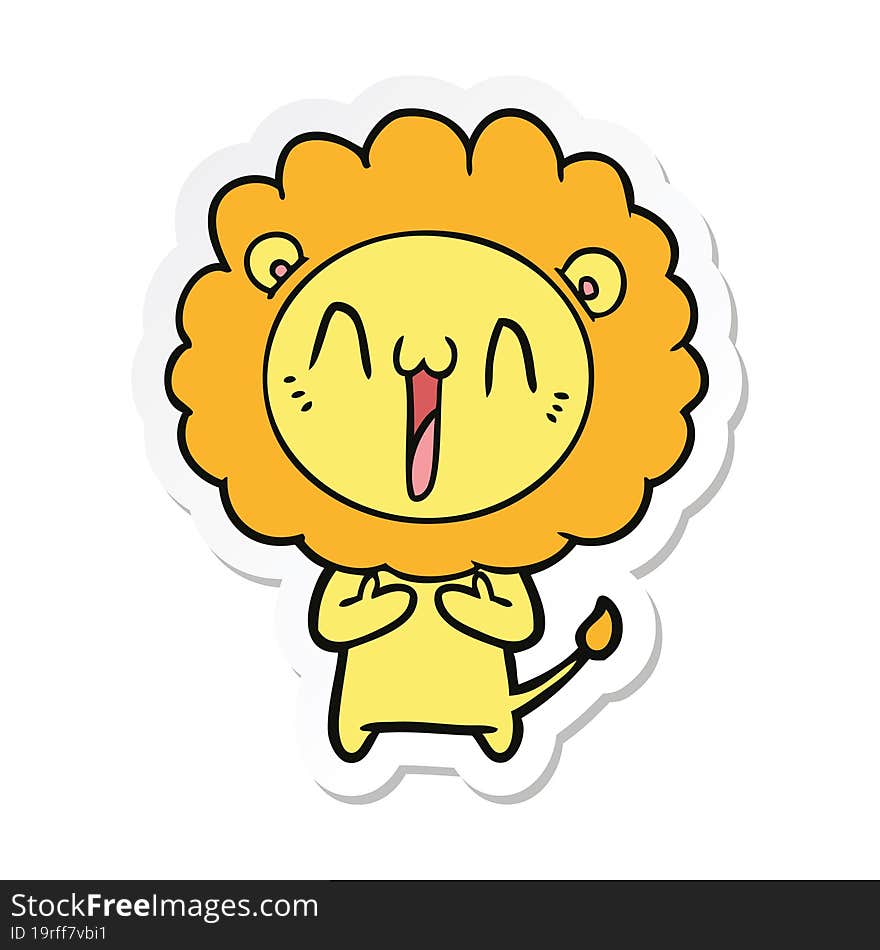 sticker of a happy cartoon lion