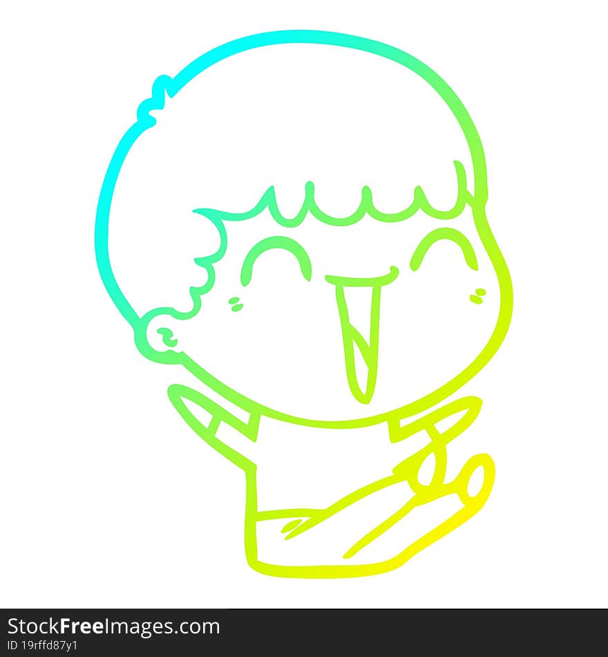 cold gradient line drawing cartoon happy man laughing