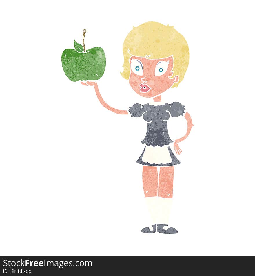 cartoon waitress with healthy food