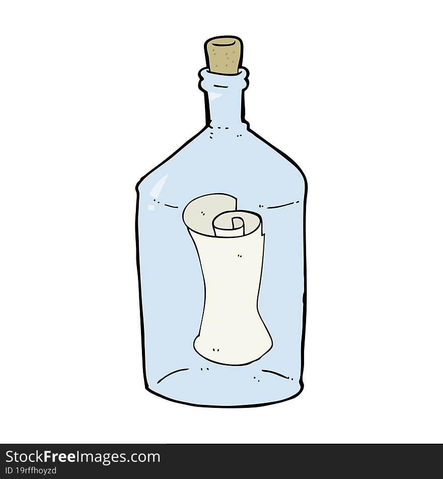 Cartoon Letter In Bottle