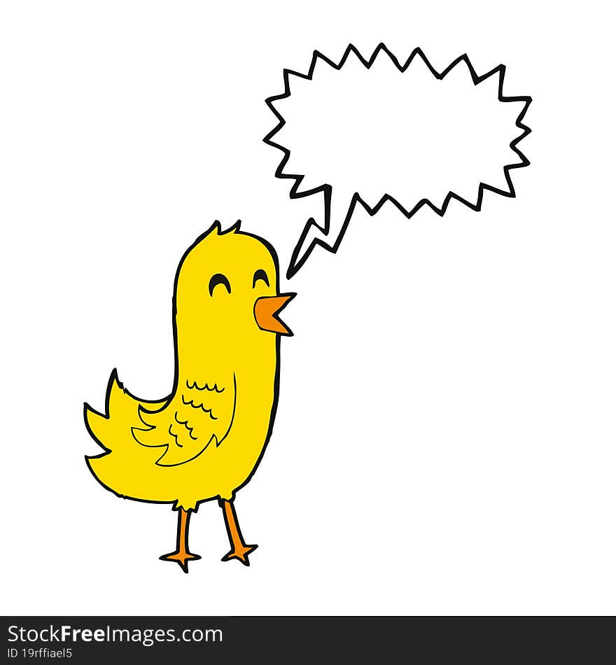 cartoon happy bird with speech bubble