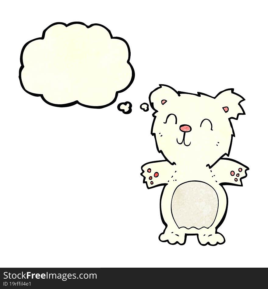 cartoon cute polar bear cub with thought bubble