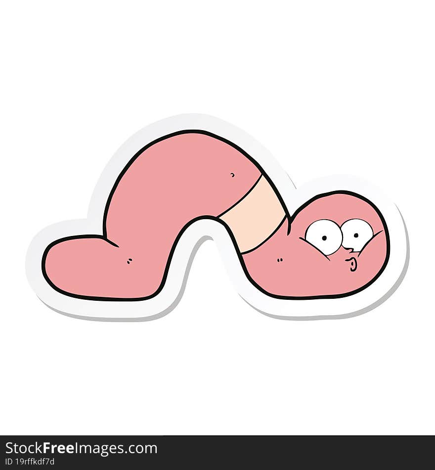 sticker of a cartoon worm