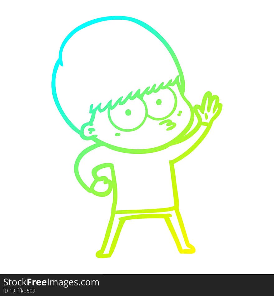 Cold Gradient Line Drawing Nervous Cartoon Boy