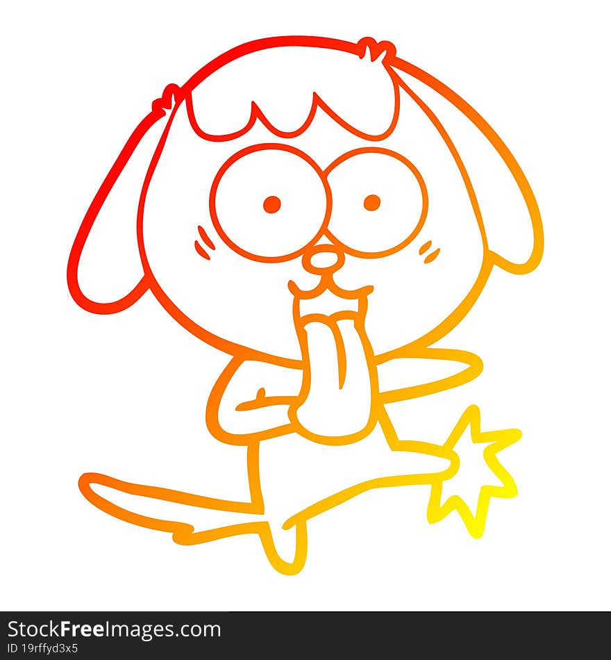 Warm Gradient Line Drawing Cute Cartoon Dog