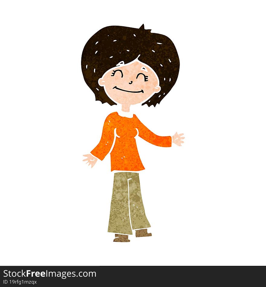 cartoon happy woman