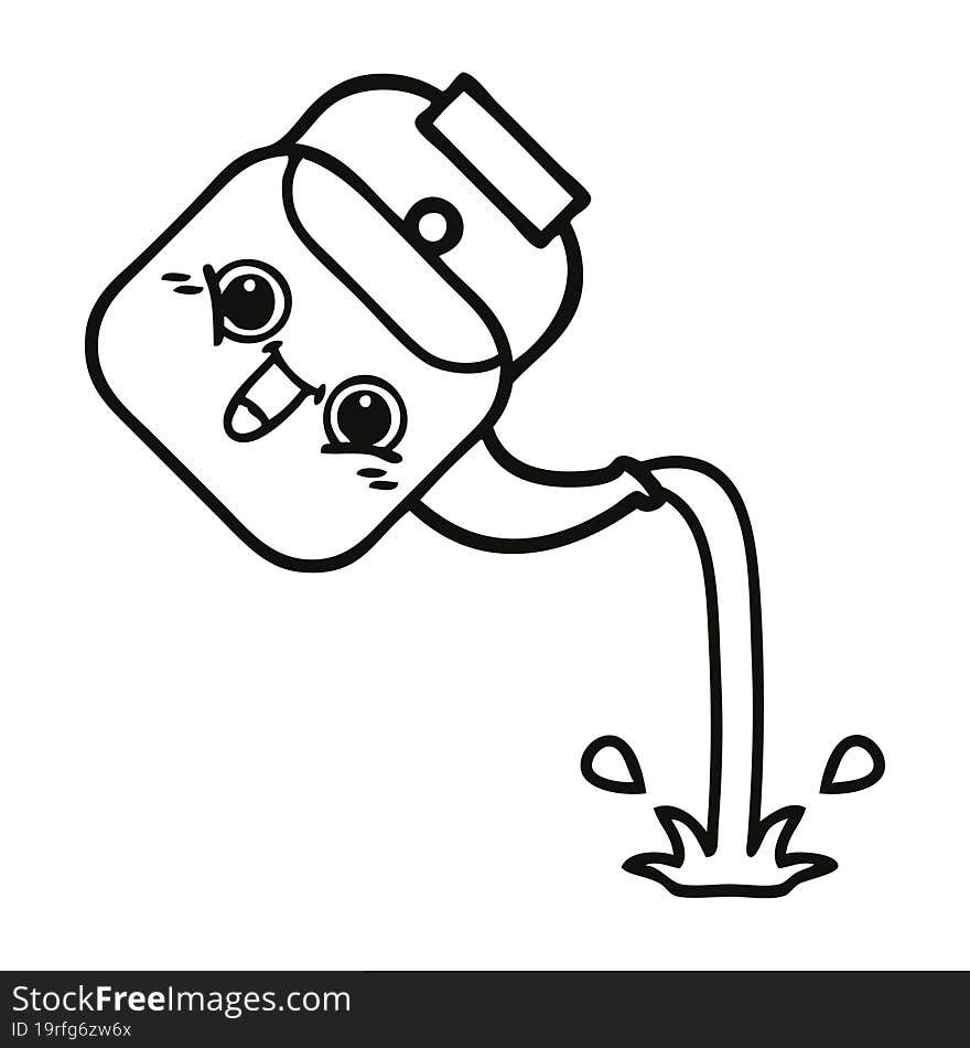 Line Drawing Cartoon Pouring Kettle