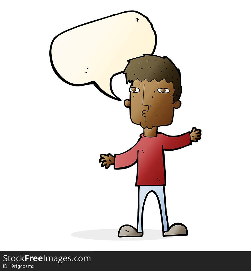 Cartoon Curious Man With Speech Bubble