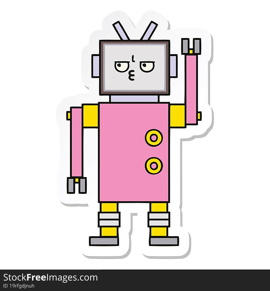 Sticker Of A Cute Cartoon Robot