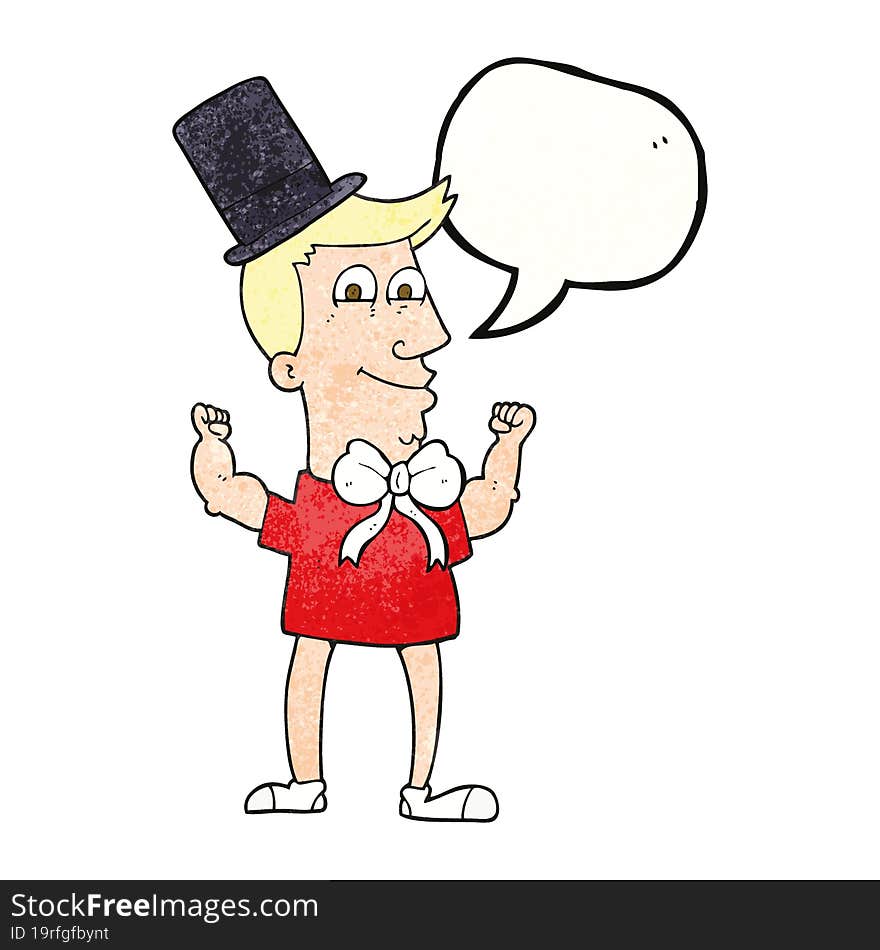 speech bubble textured cartoon celebrating man