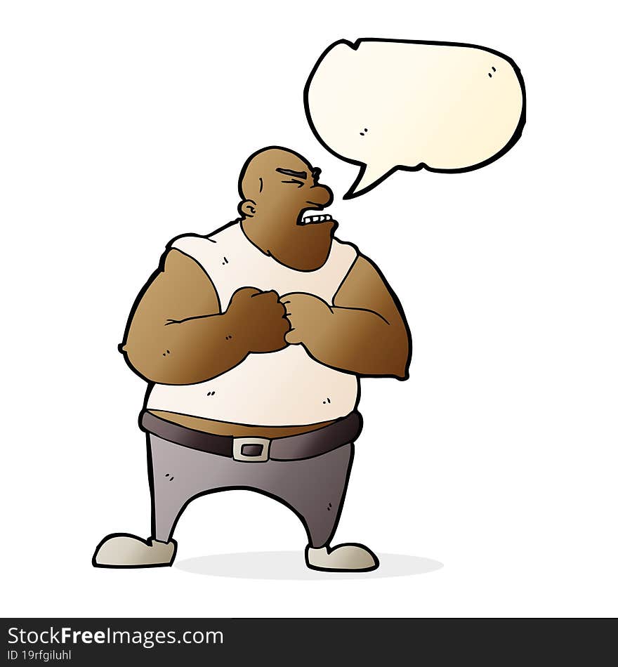 cartoon violent man with speech bubble