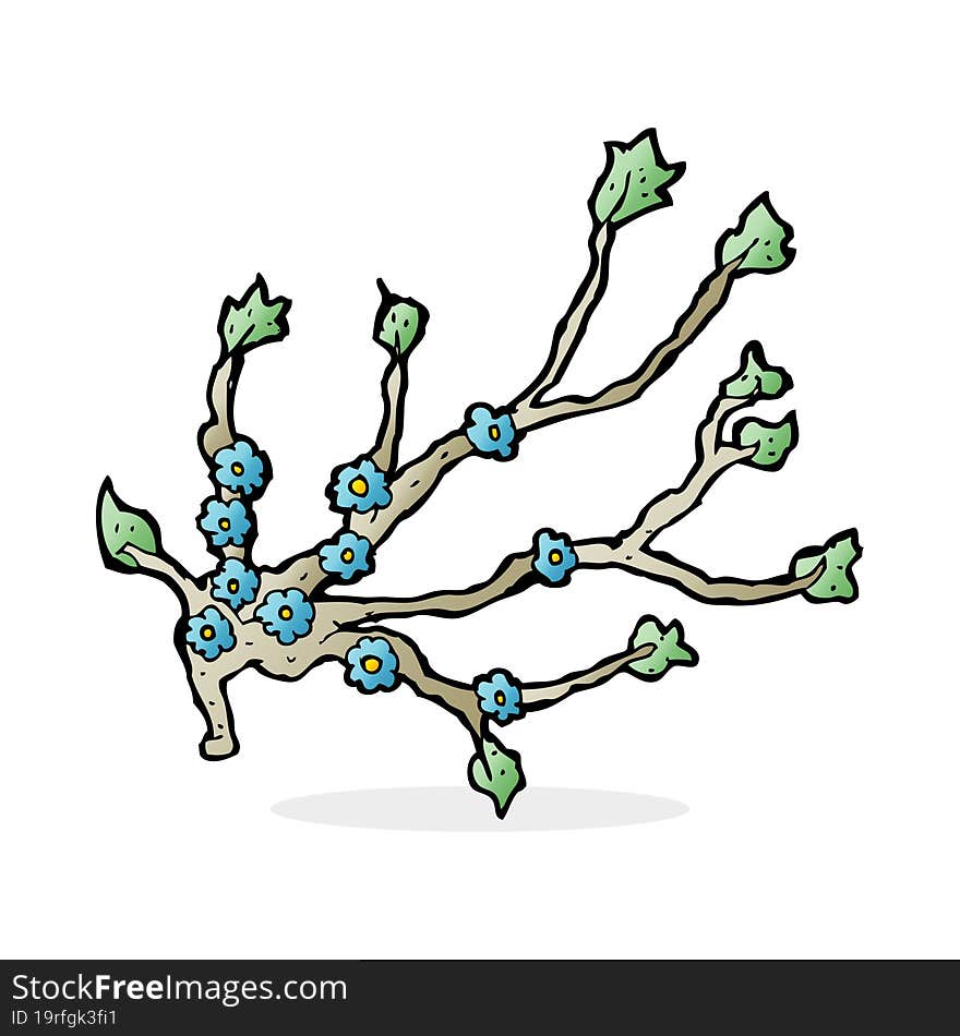 cartoon flowering branch