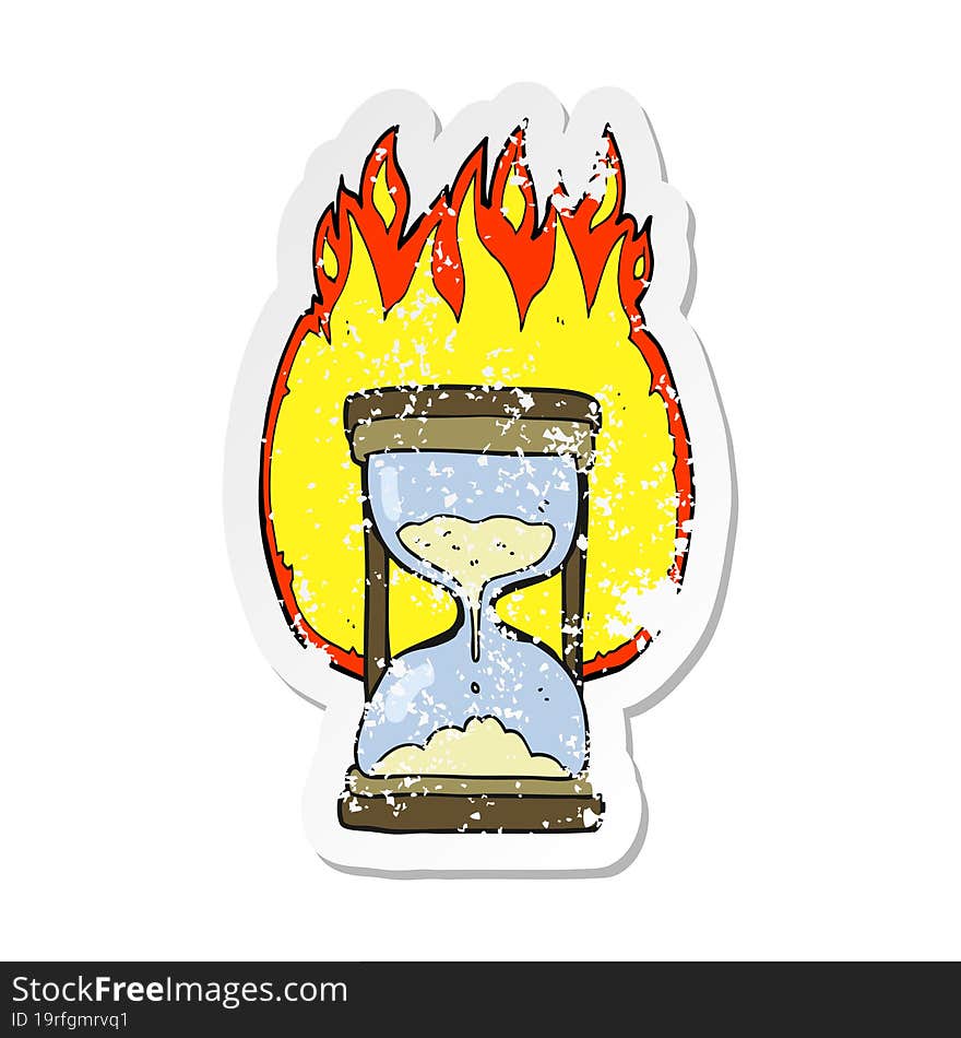 retro distressed sticker of a cartoon time running out