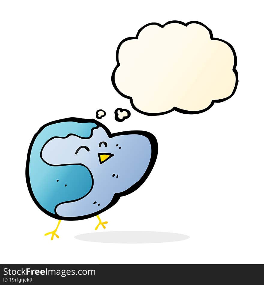 cartoon bird with thought bubble