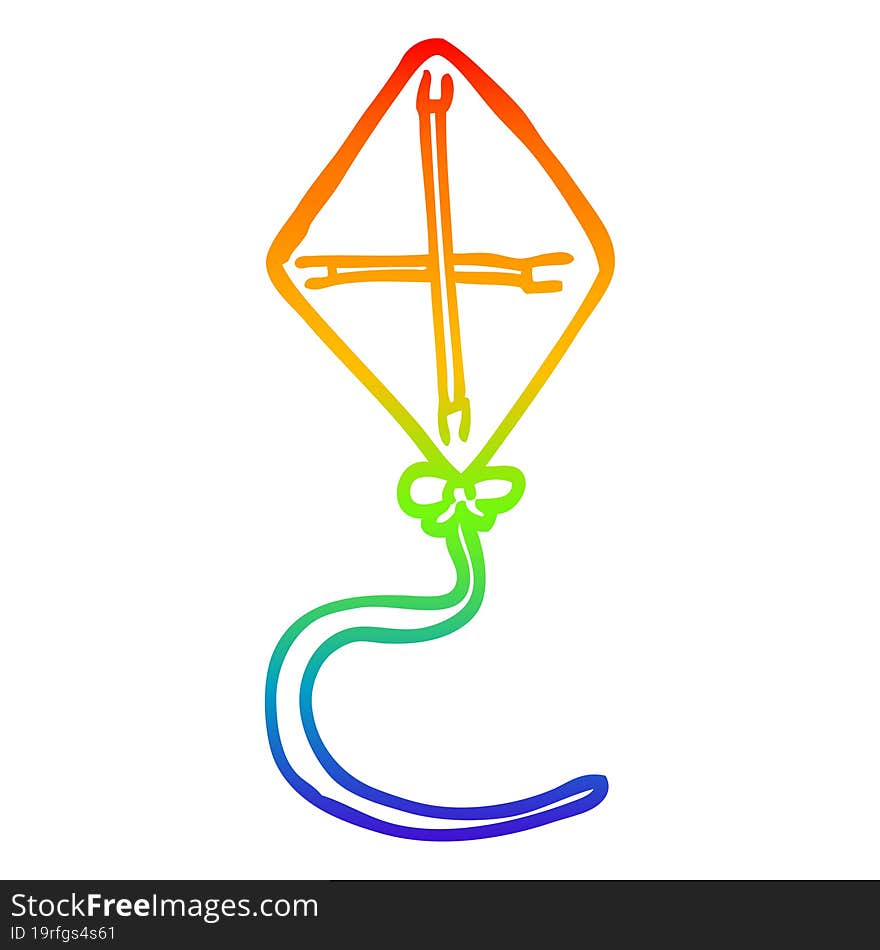 rainbow gradient line drawing cartoon kite