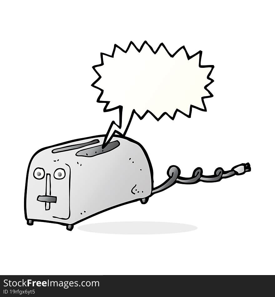 cartoon toaster with speech bubble