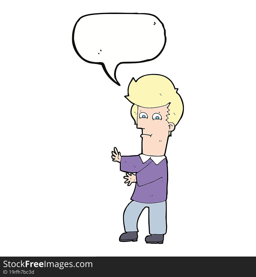 Cartoon Man Gesturing Wildly With Speech Bubble