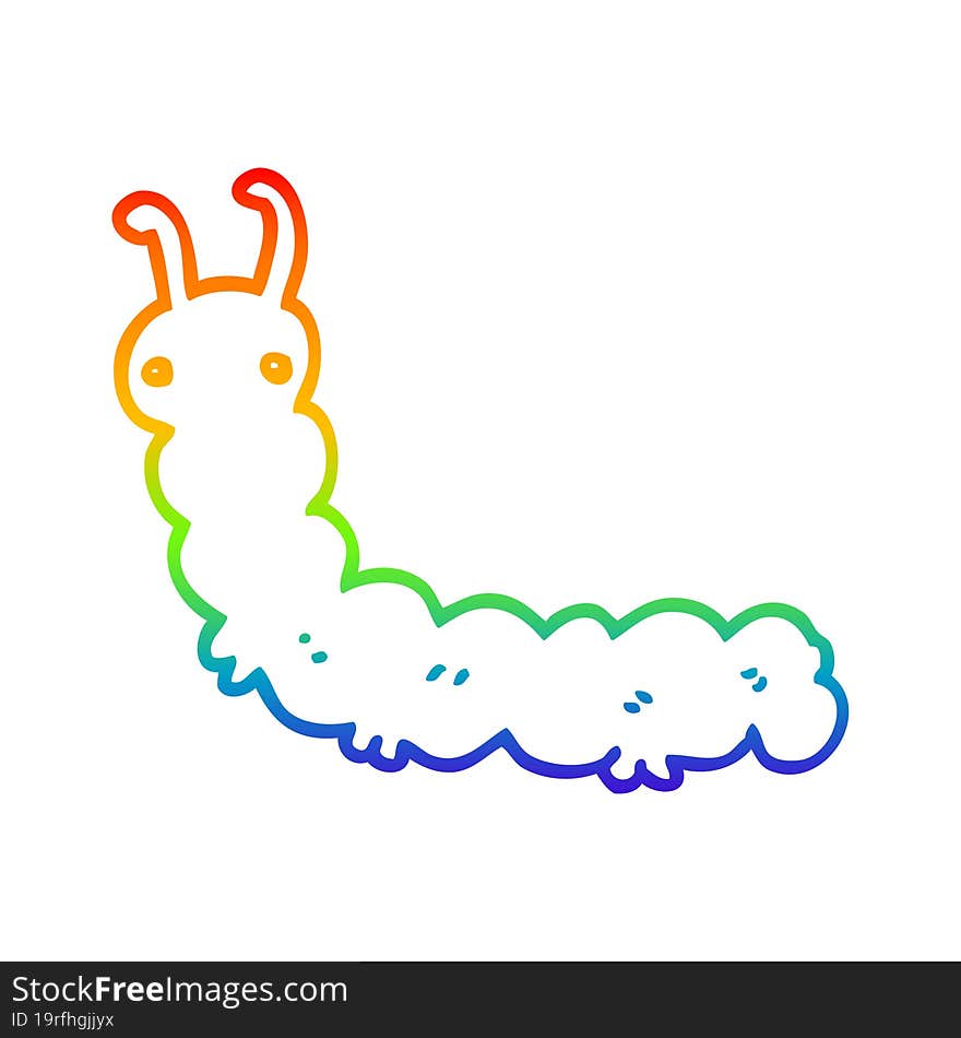 rainbow gradient line drawing cartoon caterpillar