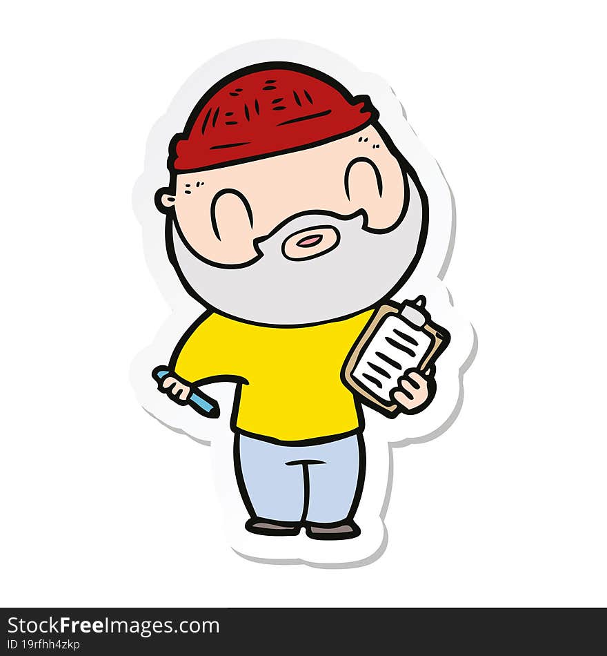 sticker of a cartoon bearded man