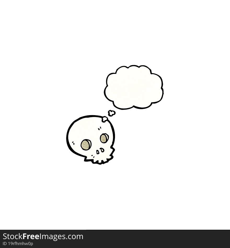 cartoon skull with thought bubble