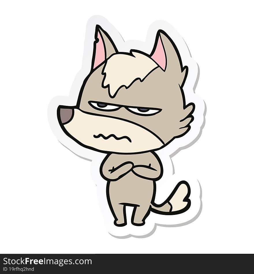 sticker of a cartoon annoyed wolf