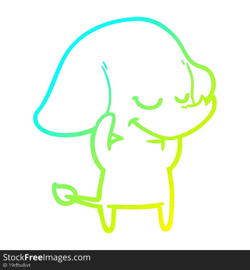 cold gradient line drawing cartoon smiling elephant