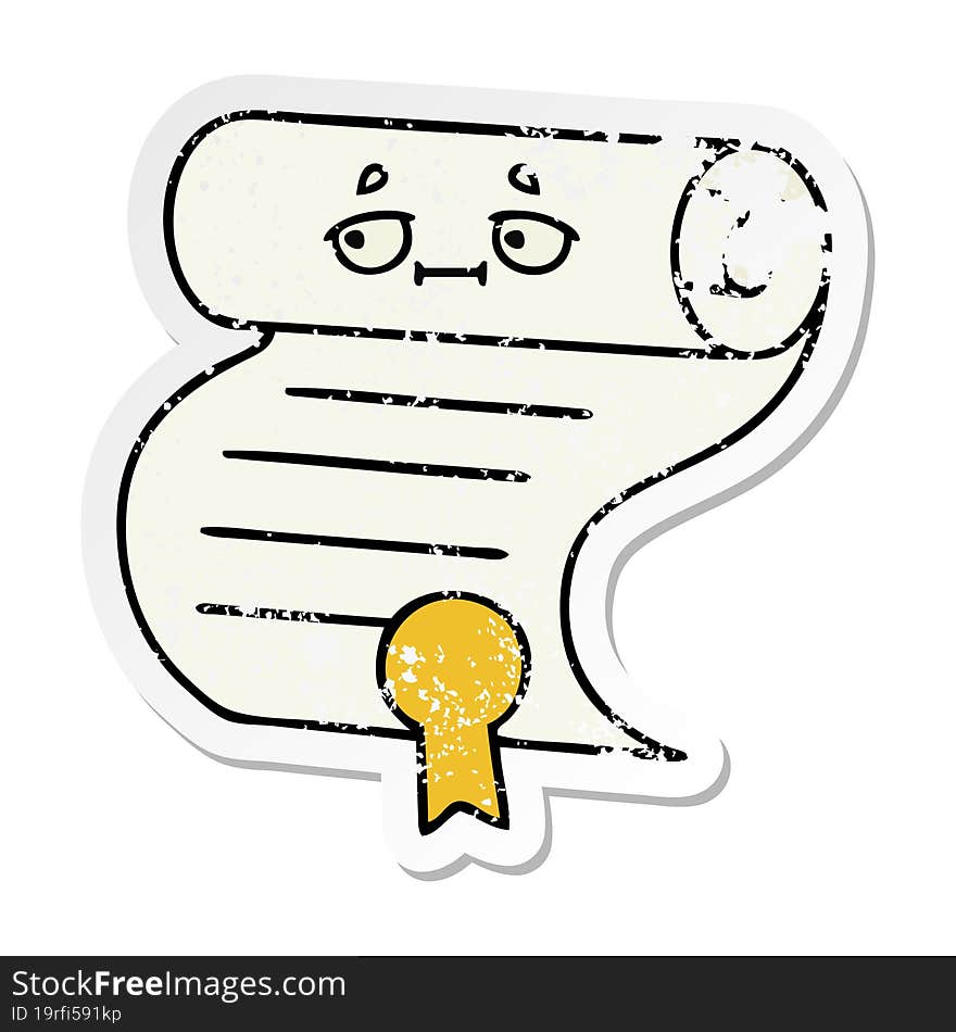 Distressed Sticker Of A Cute Cartoon Contract