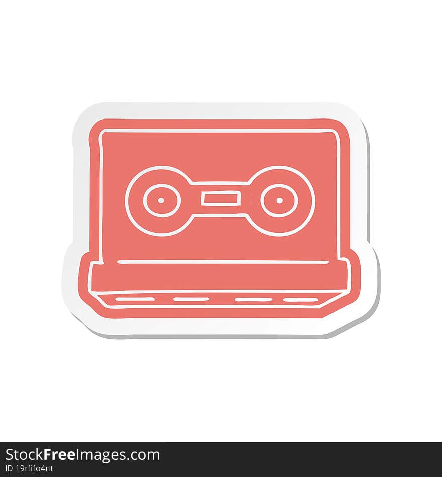 cartoon sticker of a retro cassette tape