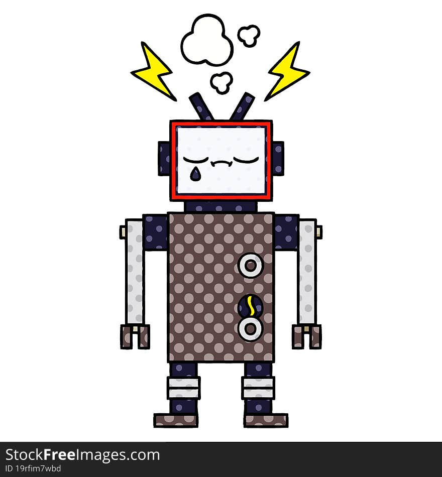 comic book style cartoon of a robot