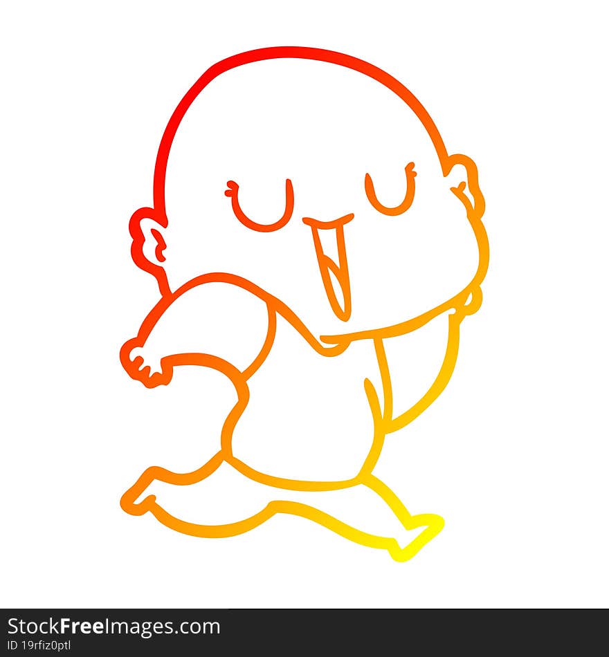 warm gradient line drawing happy cartoon bald man