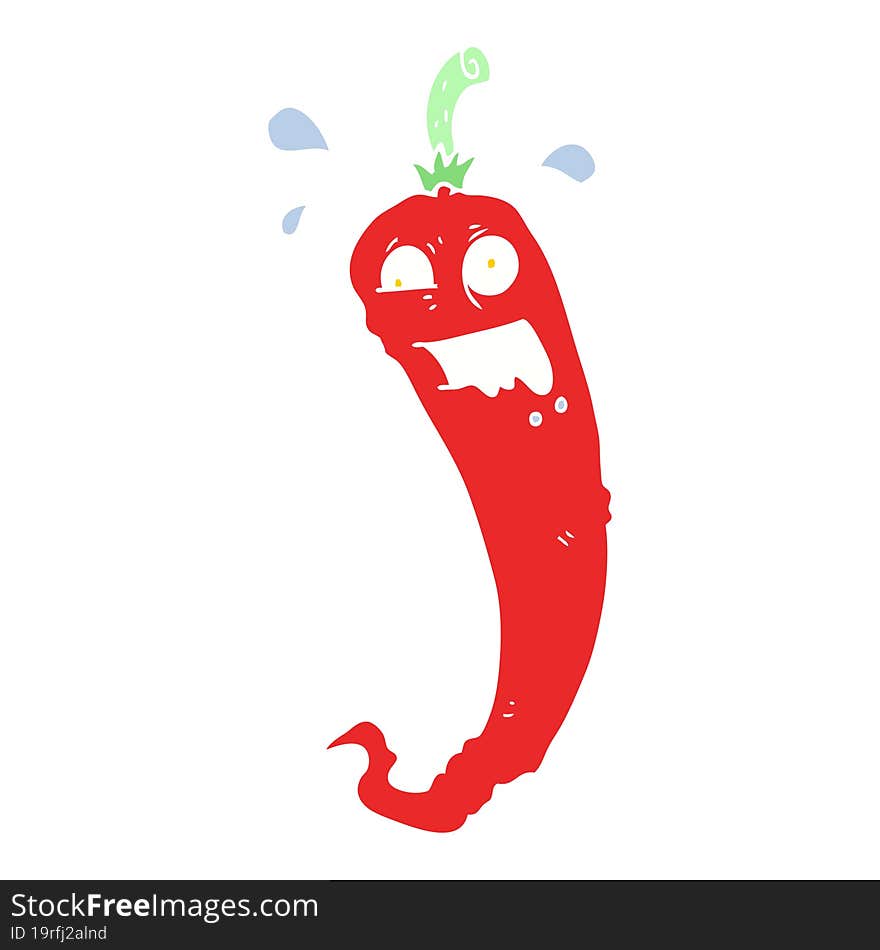 Hot Chilli Pepper Flat Color Illustration Of A Cartoon