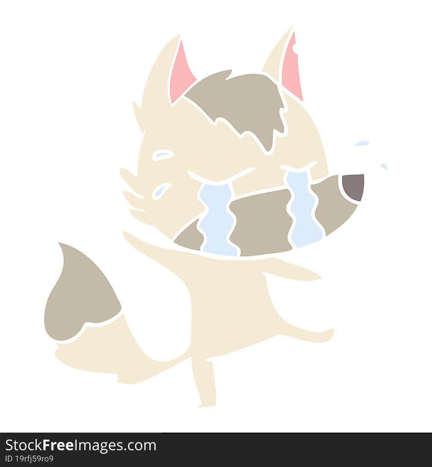 Flat Color Style Cartoon Crying Wolf