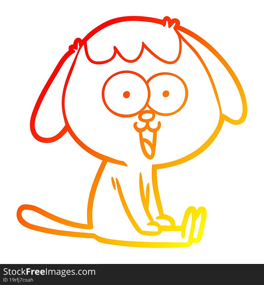 Warm Gradient Line Drawing Cute Cartoon Dog