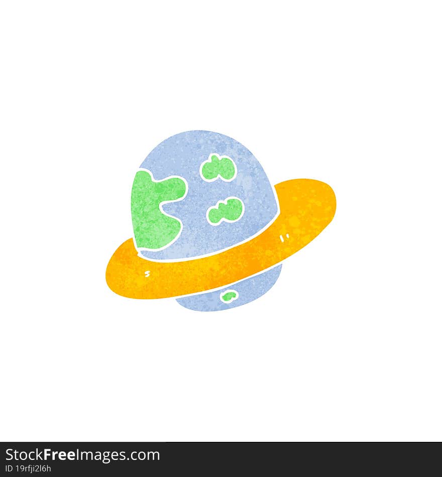 freehand retro cartoon planet