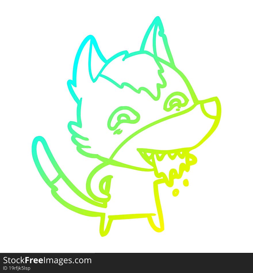 cold gradient line drawing cartoon hungry wolf