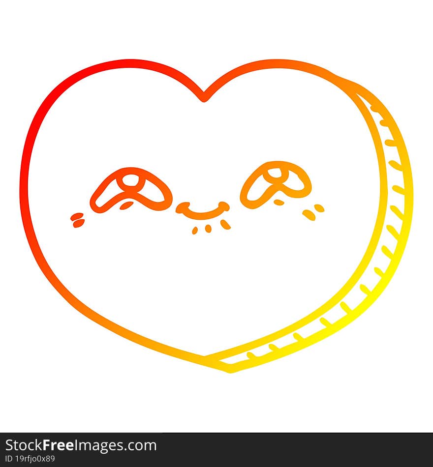 warm gradient line drawing cartoon love heart