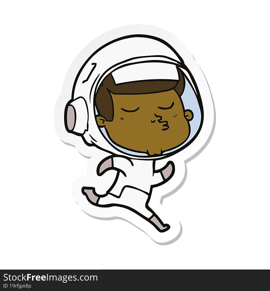 Sticker Of A Cartoon Confident Astronaut