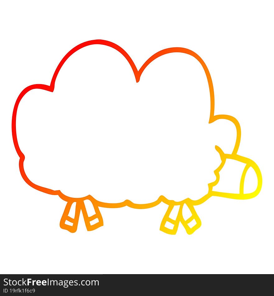 warm gradient line drawing cartoon sheep