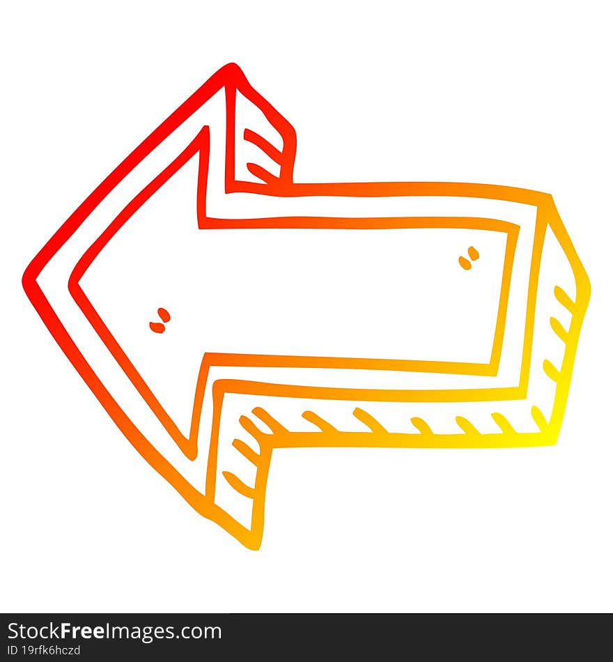 warm gradient line drawing cartoon arrow