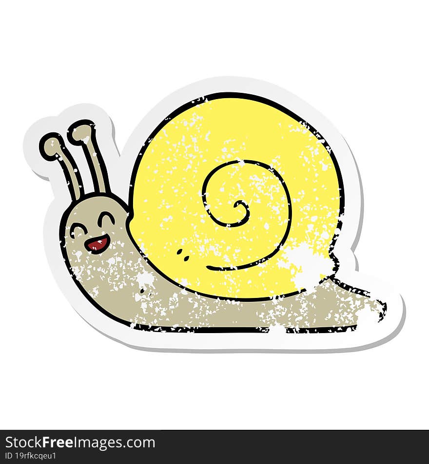 Distressed Sticker Of A Cartoon Snail