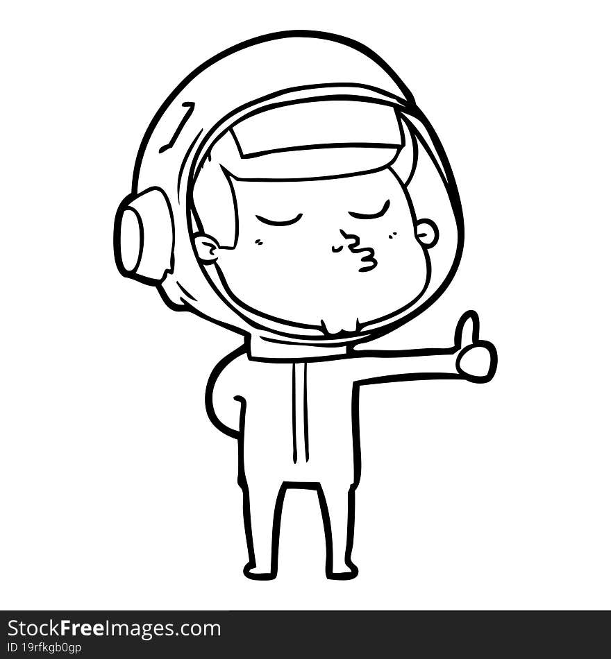 cartoon confident astronaut giving thumbs up sign. cartoon confident astronaut giving thumbs up sign